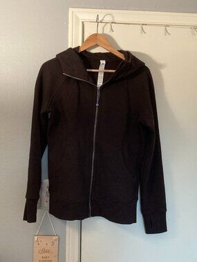 Lululemon Scuba zip-front regular-length hooded sweatshirt Sequoia brown, sz. 8